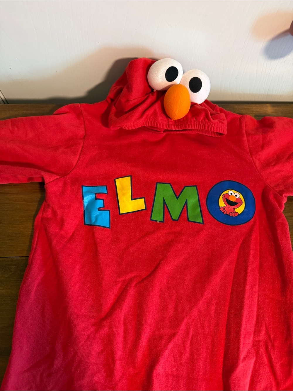 Sesame Street Elmo Costume with 3D Eyes and Orange Nose Accent